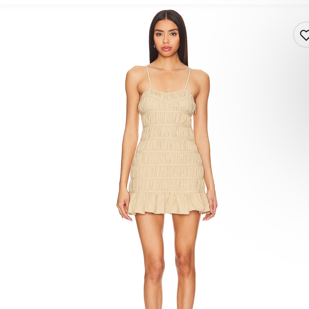 Majorelle Brice Mini Dress In Latte Brown Elegant Tan Ruffle Dress